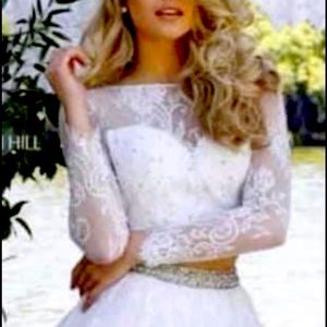 White, 2-Piece, Sherri Hill Cocktail Dress, Size 2